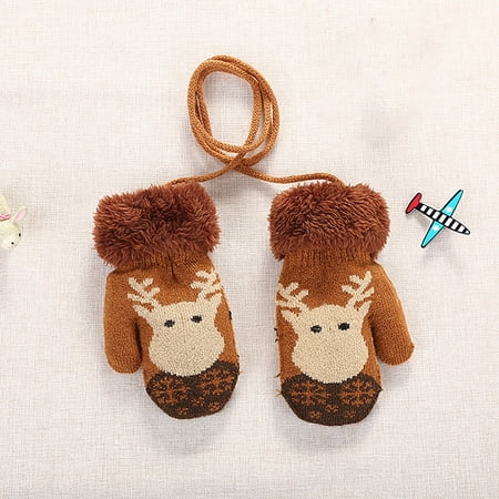 Tejiojio Christmas Matching Toddler Baby Boys Girls Christmas Winter Knitted Gloves Children Knitted Gloves Children Solid Color Thickened Warm Gloves