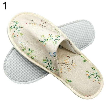 Yoone Portable Disposable Tree Leaf Print Closed Toe Slippers Hotel Travel SPA Shoes