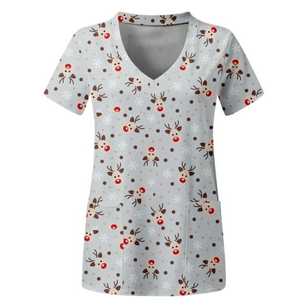 TAIAOJING Scrubs for Women Plus Size Top V Neck Short Sleeved Pockets Printed T Shirt
TAIAOJING Scrubs for Women Plus Size Top V Neck Short Sleeved Pockets Printed T Shirt
