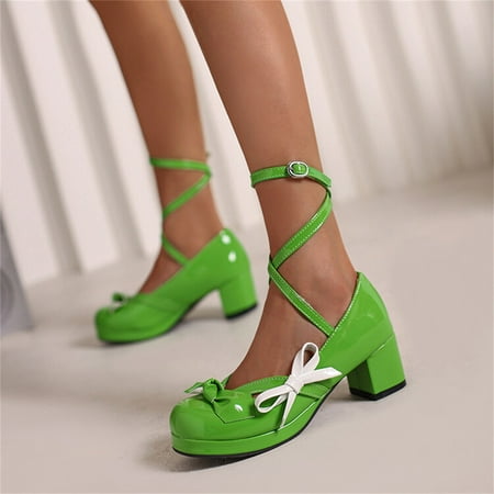 Cathalem Low Heel Shoes Ladies Fashion Solid Color Bright Leather Bow Decorative Buckle Thick High Heeled Womens Shoes Size 15 Green 6.5
Cathalem Low Heel Shoes Ladies Fashion Solid Color Bright Leather Bow Decorative Buckle Thick High Heeled Womens Shoes Size 15 Green 6.5