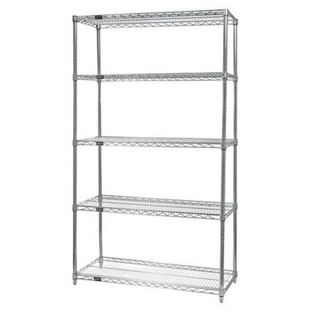 5-Shelf Chrome Wire Shelving Unit - 12 x 36 x 74 in.
