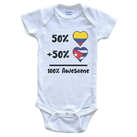 50% Colombian Plus 50% Cuban 100% Awesome Colombia Cuba Heart Flags Baby Bodysuit