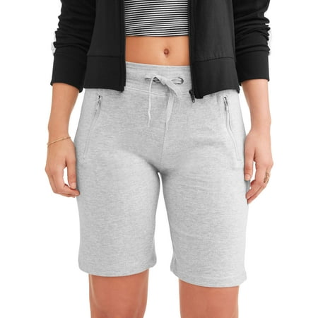 N.Y.L. Sport Women's Athleisure 10" Zip Pocket French Terry Bermuda Short