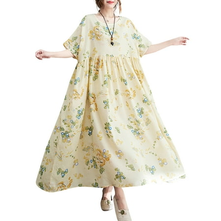 Carevas Women Loose Dress with Pockets Vintage Printed Short Sleeved Casual Holiday Beach Dress
Carevas Women Loose Dress with Pockets Vintage Printed Short Sleeved Casual Holiday Beach Dress