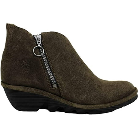 FLY London Women s Poro Suede Ankle Booties Olive Size EU 41