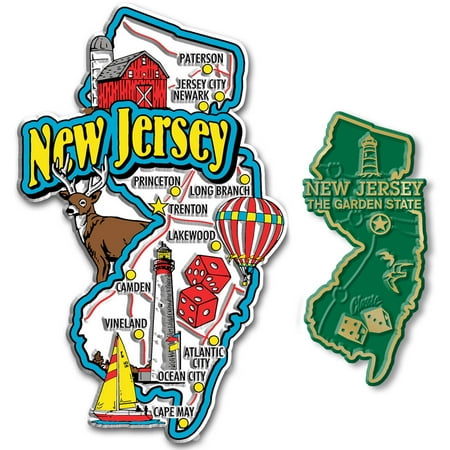 New Jersey Jumbo & Small State Map Magnet Set by Classic Magnets 2-Piece Set