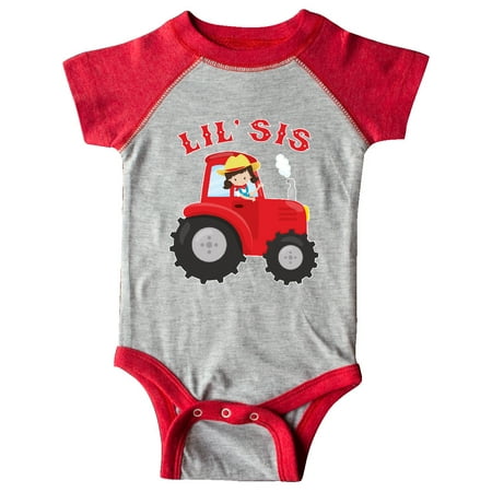 Inktastic Farmer Tractor Little Sis Gift Baby Girl Bodysuit