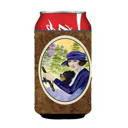 Lady Driving With Her Pomeranian Can Or bottle sleeve Hugger - 12 oz.