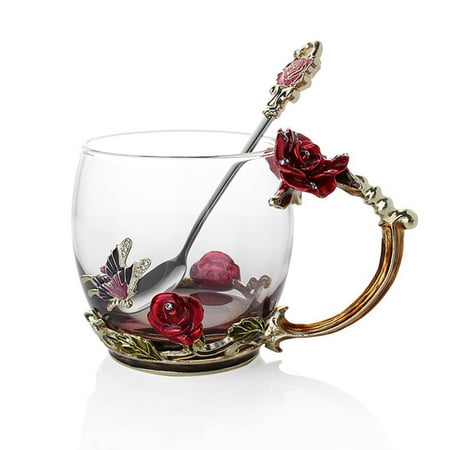 KongLyle Enamel Coffee Tea Cup Mug 3D Rose Butterfly Glass Cups Wedding Gift(Red Round With Spoon)
KongLyle Enamel Coffee Tea Cup Mug 3D Rose Butterfly Glass Cups Wedding Gift(Red Round With Spoon)