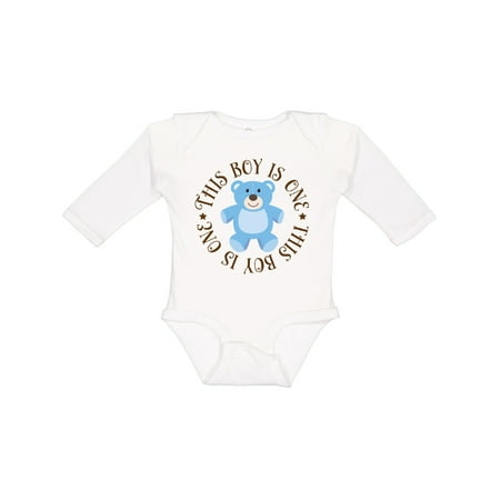 Inktastic 1st Birthday Boys Teddy Bear Gift Baby Boy Long Sleeve Bodysuit