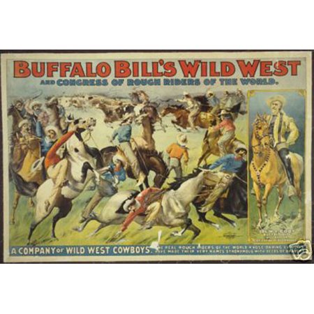 Buffalo Bill Wild West Show Vintage Ad Poster, 12" x 18"