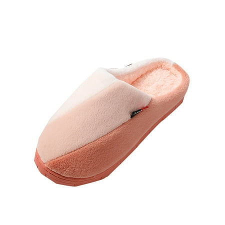 Mens Women s Cute Bowknot Warm Cotton Soft Plush Home Slippers Indoor Outdoo