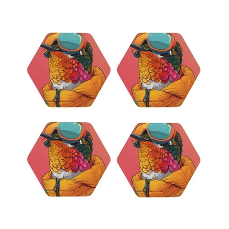 KLL Drink Coasters Set Hexagon of 4 PU Leather Absorbent Coasters Set Decorative Coffee Cup Coasters Housewarming Gift for Home Decor-Hip Hummingbird In Jacket
KLL Drink Coasters Set Hexagon of 4 PU Leather Absorbent Coasters Set Decorative Coffee Cup Coasters Housewarming Gift for Home Decor-Hip Hummingbird In Jacket
