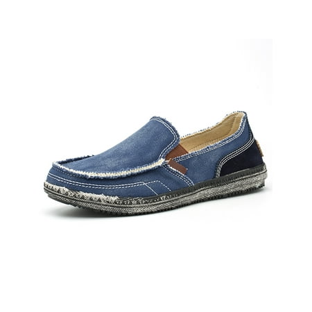 Audeban Men s Canvas Moccasin Toe Loafer Lightweight Slip on with Comfortable Soft Sole