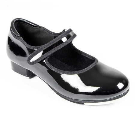 Dynadans Boy s and Girl s Tap Shoes with Adjustable Strap for Toddler Little Kid and Big Kid Black