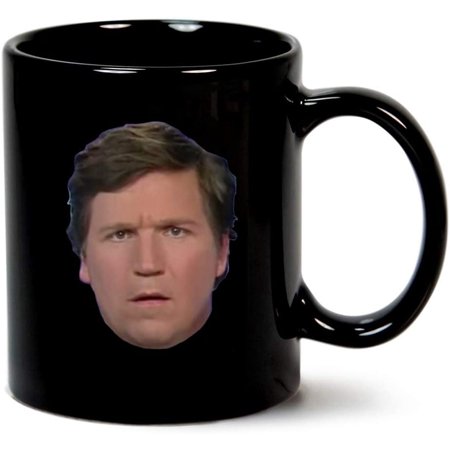 Tucker Carlson Baffled Face Mug 15 Oz White