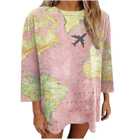 Bospose Women O-Neck Shirt 3/4 Sleeve Crop Top Corset Top Pink Top Women S Fashion Print Loose T-Shirt Mid-Length Blouse Casual Tops Lady Map T-Shirt Top Xl
Bospose Women O-Neck Shirt 3/4 Sleeve Crop Top Corset Top Pink Top Women S Fashion Print Loose T-Shirt Mid-Length Blouse Casual Tops Lady Map T-Shirt Top Xl