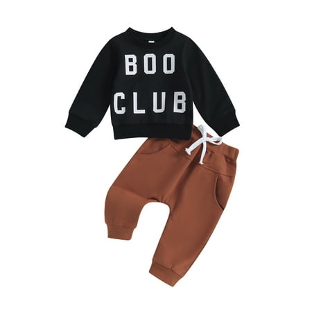 Toddler Baby Boy Halloween Outfits Letters Print Long Sleeve Sweatshirt Pullover Top and Pants Set Fall Winter Clothes
Toddler Baby Boy Halloween Outfits Letters Print Long Sleeve Sweatshirt Pullover Top and Pants Set Fall Winter Clothes