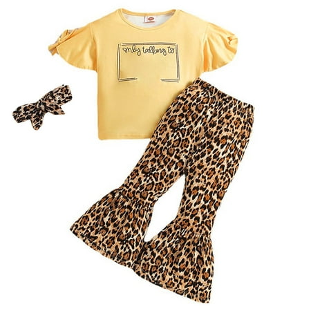 Toddler Girls Suits Summer Toddler Girls Alphabet Yellow Top Leopard Printed Flared Pants T-Shirt Flared Pants Headwear 3PCS Set Kids Child Clothing Streetwear Dailywear Outwear
Toddler Girls Suits Summer Toddler Girls Alphabet Yellow Top Leopard Printed Flared Pants T-Shirt Flared Pants Headwear 3PCS Set Kids Child Clothing Streetwear Dailywear Outwear