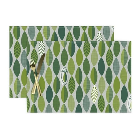 Cloth Placemats Evergreen Trees Winter Laurel Bay Herb Leaf Set of 2