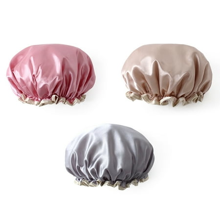 NUOLUX 3pcs Bath Solid Double-deck Waterproof Mold Resistant Washable Shower (Gold Silver Pink)