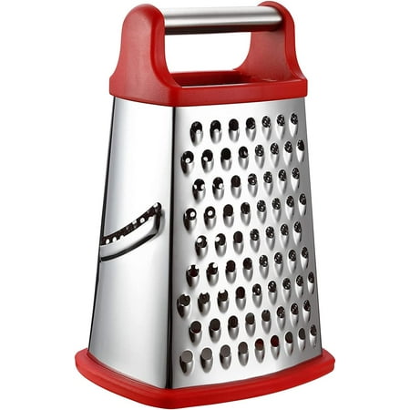 4-sided grater stainless steel kitchen grater for coarse and fine grating. for fruit. Vegetables. carrots Cheese. dishwasher safe - red
4-sided grater stainless steel kitchen grater for coarse and fine grating. for fruit. Vegetables. carrots Cheese. dishwasher safe - red