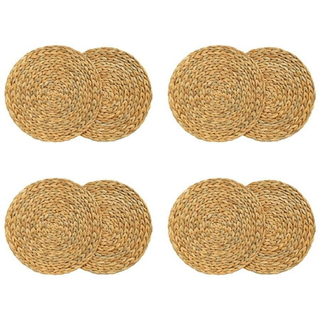 8 Pack Round Water Hyacinth Placemat Quality Woven Wicker Table Place Mats 38cm