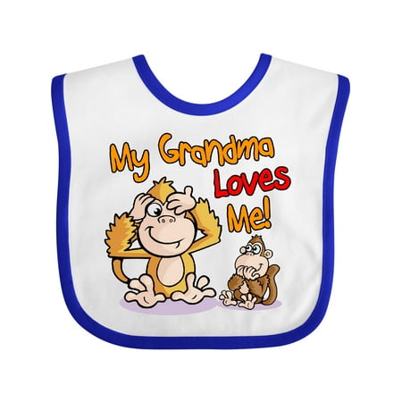 Inktastic My Grandma Loves Me Monkey Gift Baby Boy or Baby Girl Bib