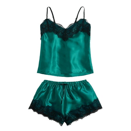 Women Lace Trim Satin Pajamas Set Sexy Soft Cami Top with Shorts Loungewear Lingerie Set Spaghetti Strap Camisole Pjs Set
Women Lace Trim Satin Pajamas Set Sexy Soft Cami Top with Shorts Loungewear Lingerie Set Spaghetti Strap Camisole Pjs Set