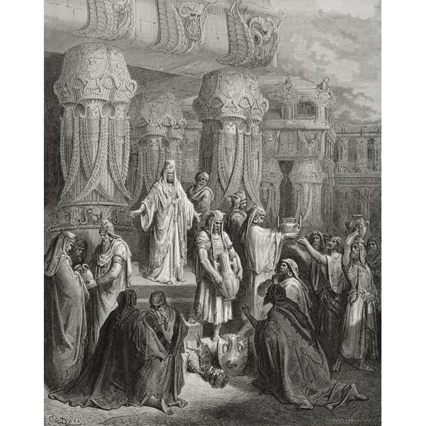 Engraving From The Dore Bible Illustrating Ezra I 7 To 11 Cyrus Restoring The Vessels Of The Temple By Gustave Dore 1832-1883 French Artist And Illustrator Canvas Art - Ken Welsh Design Pics (13 x 17