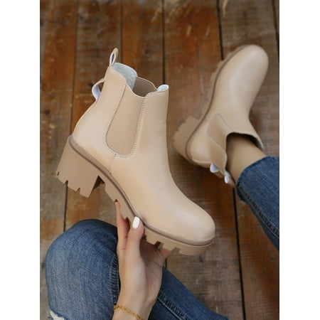 Minimalist Chunky Heeled Slip-On Chelsea Boots Women‘s Footwear