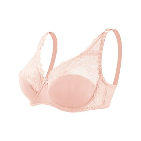 Beiwei Women U Shaped Underwired Bralettes Elastic Shoulder Straps Support Bralette Bow Home Light Pink 42/95CD
