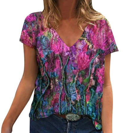 koaiezne Ladies V Neck Floral Watercolor Print Top Summer Fashion Short Sleeve Loose T Shirt Top Compression Camisoles for Women Cotton Tops for Women Shelf Bra
koaiezne Ladies V Neck Floral Watercolor Print Top Summer Fashion Short Sleeve Loose T Shirt Top Compression Camisoles for Women Cotton Tops for Women Shelf Bra