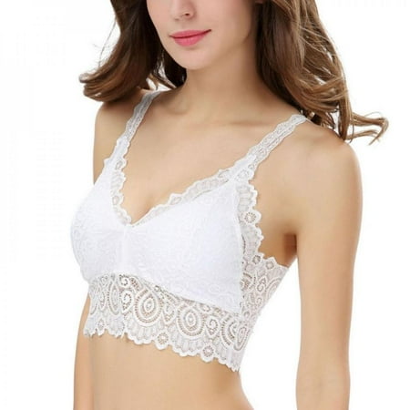 Spree Women Lace Crochet Bra Bustier Crop Top Floral Padded Tank Tops Bralet