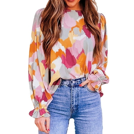 Bospose Women O-Neck Shirt Long Sleeve Crop Top Corset Top Pink Top Women S Loose d Off Flare d Floral Print Shirt Tops Lady Casual Contrast Top Top/Shirt M
Bospose Women O-Neck Shirt Long Sleeve Crop Top Corset Top Pink Top Women S Loose d Off Flare d Floral Print Shirt Tops Lady Casual Contrast Top Top/Shirt M