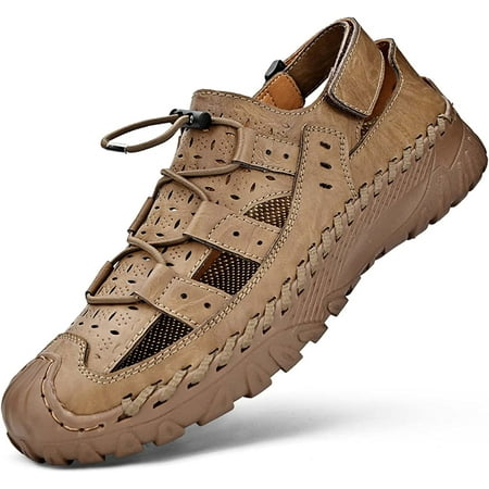 Mens Leather Sandals Outdoor Hiking Sandals Waterproof Athletic Sports Sandals Fisherman Beach Shoes Closed Toe Water Sandals
Mens Leather Sandals Outdoor Hiking Sandals Waterproof Athletic Sports Sandals Fisherman Beach Shoes Closed Toe Water Sandals