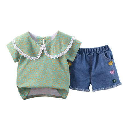 Baby Girl Clothes Short Sleeve Floral Print T Shirt Top Jeans Shorts Casual 2PCS Toddler Outfit
Baby Girl Clothes Short Sleeve Floral Print T Shirt Top Jeans Shorts Casual 2PCS Toddler Outfit