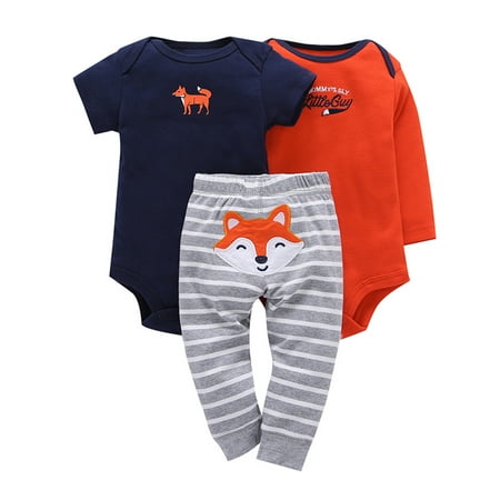 THE WILD Casual Pretty Infant Baby Boys Girls 3-Piece Bodysuits (Short And Long Sleeve) And Pants Set
THE WILD Casual Pretty Infant Baby Boys Girls 3-Piece Bodysuits (Short And Long Sleeve) And Pants Set