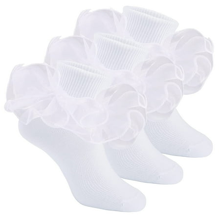 3 Pairs/Lot Autumn Summer Girls Socks Flower White Ruffles Stockings Elastic Cotton Girls Socks