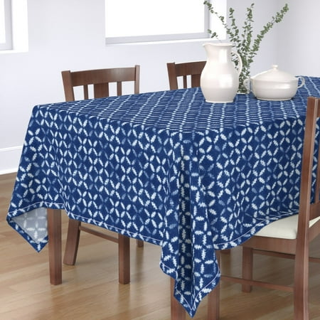 Tablecloth Shibori Indigo Dyed Circles Blue And White Jill Byers Cotton Sateen