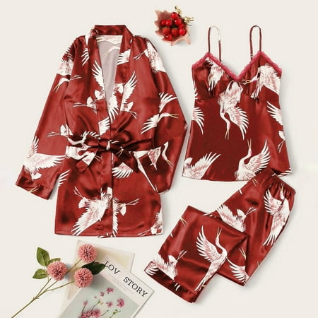 

Tangnade Stylish Satin Silk Pajamas Women Nightdress Lingerie Robes Underwear Sleepwear Sexy