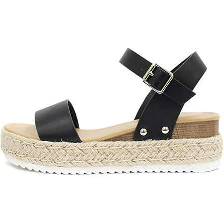 Soda Clip Black Vegan Leather Casual Espadrilles Trim Flatform Wedge Sandals (10)
Soda Clip Black Vegan Leather Casual Espadrilles Trim Flatform Wedge Sandals (10)