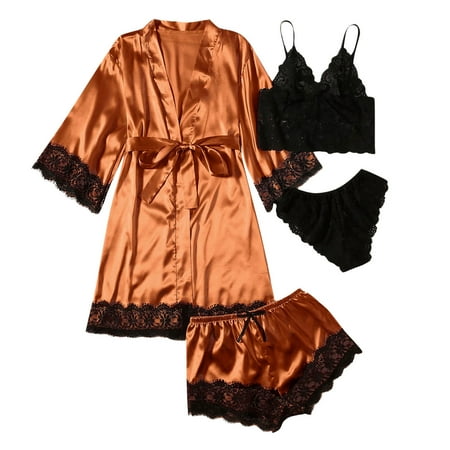 SELONE Pj Set for Women Plus Size Lingerie Womens Plus Size Lace Robe Satin 4 Piece Lingerie Bath Four-piece Set Sleepwear Pajamas Nightgowns for Valentines Day Anniversary Wedding Honeymoon Orange M
SELONE Pj Set for Women Plus Size Lingerie Womens Plus Size Lace Robe Satin 4 Piece Lingerie Bath Four-piece Set Sleepwear Pajamas Nightgowns for Valentines Day Anniversary Wedding Honeymoon Orange M