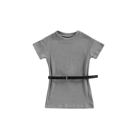 Suanret Little Baby Girls Dress Summer Autumn Solid Color Round Collar Short Sleeve Princess Skirt with Belt Grey 2-3 Years
Suanret Little Baby Girls Dress Summer Autumn Solid Color Round Collar Short Sleeve Princess Skirt with Belt Grey 2-3 Years