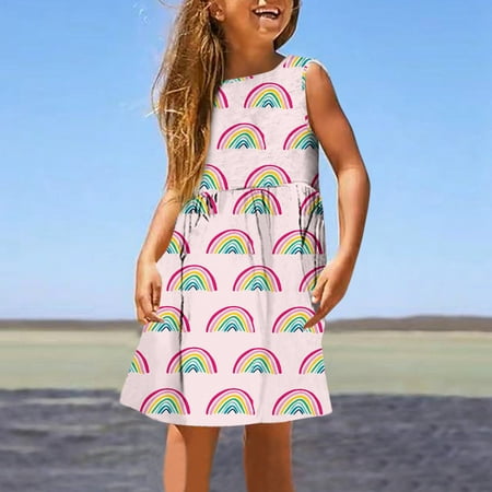 pop seller Summer Trend Casual Digital Printed Children s Sleeveless Vest Dress