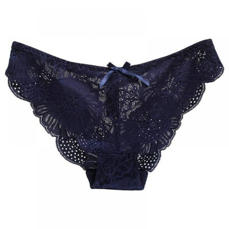Big Clearance! Women Lace Panties Ladies Hollow Ruffled Bow Breathable Hip Low Waist Briefs