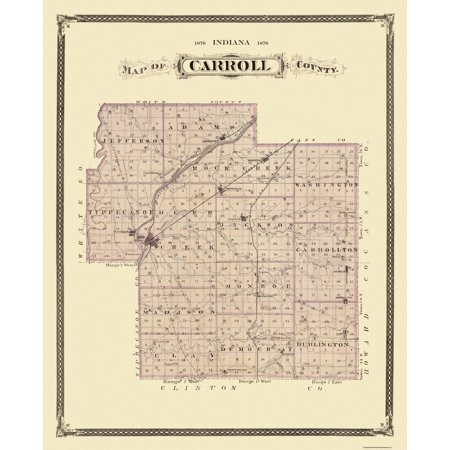 Carroll Indiana Landowner - Andreas 1876 - 23 x 28.38