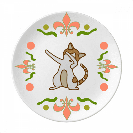 Cat Speckled Glasses Art Deco Fashion Flower Ceramics Plate Tableware Dinner Dish