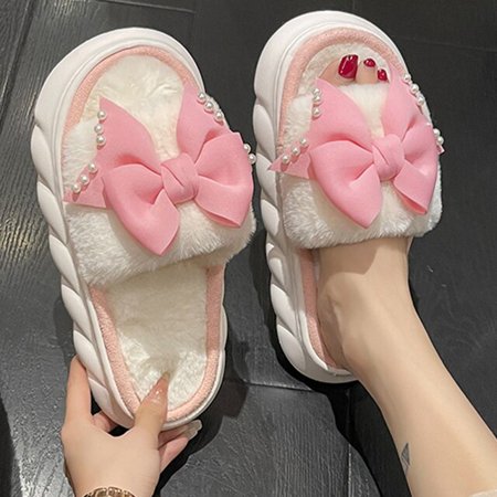 PIKADINGNIS 2022 Fashion Bowknot Design Platform Height 4cm Fluffy Fur Slippers Women Winter Warm Closed Plush Home Slippers Women Shoes
PIKADINGNIS 2022 Fashion Bowknot Design Platform Height 4cm Fluffy Fur Slippers Women Winter Warm Closed Plush Home Slippers Women Shoes