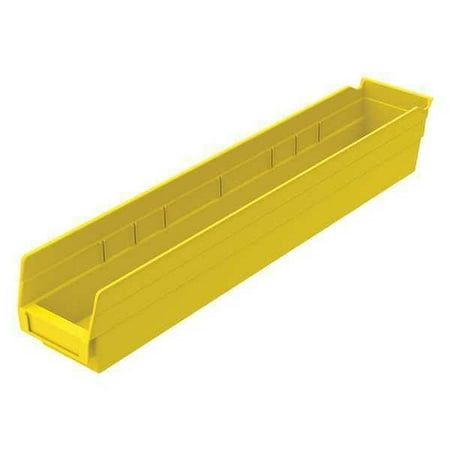 ZoroSelect Shelf Storage Bin Yellow Plastic 23 5/8 in L x 4 1/8 in W x 4 in H 20 lb Load Capacity